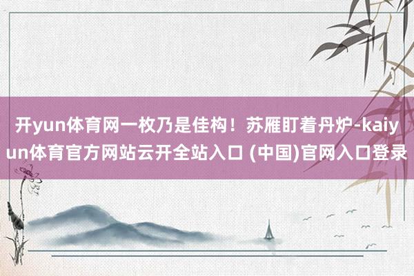 開yun體育網一枚乃是佳構！蘇雁盯著丹爐-kaiyun體育官方網站云開全站入口 (中國)官網入口登錄