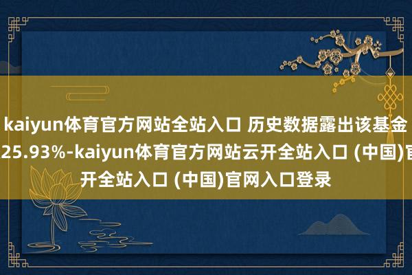 kaiyun體育官方網(wǎng)站全站入口 歷史數(shù)據(jù)露出該基金近1個月高漲25.93%-kaiyun體育官方網(wǎng)站云開全站入口 (中國)官網(wǎng)入口登錄
