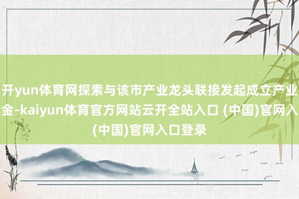 開yun體育網探索與該市產業龍頭聯接發起成立產業并購基金-kaiyun體育官方網站云開全站入口 (中國)官網入口登錄