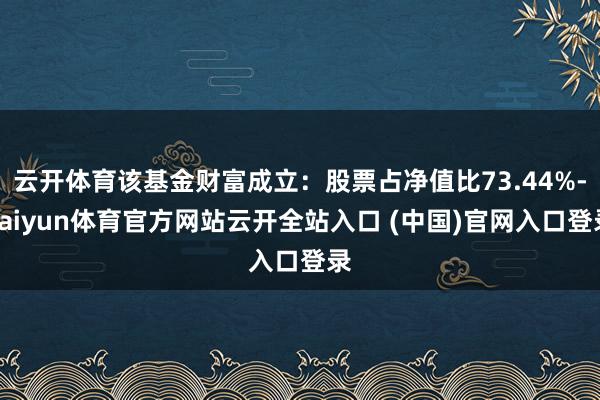 云開體育該基金財富成立：股票占凈值比73.44%-kaiyun體育官方網站云開全站入口 (中國)官網入口登錄