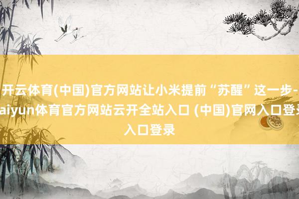 開云體育(中國)官方網站讓小米提前“蘇醒”這一步-kaiyun體育官方網站云開全站入口 (中國)官網入口登錄